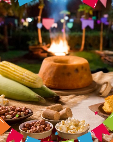 Festa Julina com pratos tipicos do nordeste